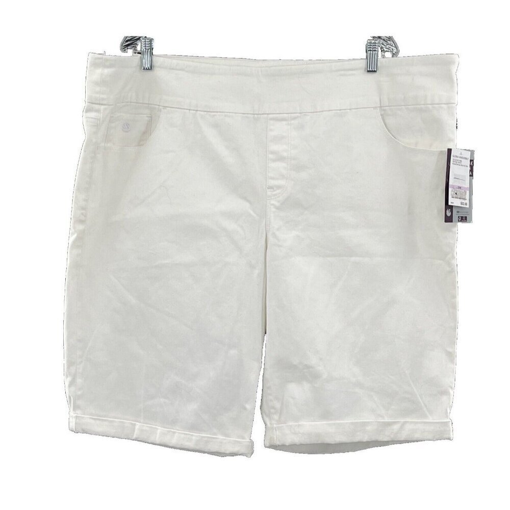 Gloria Vanderbilt Pull On Bermuda Shorts Amanda NWT Women's Size 22W White‎